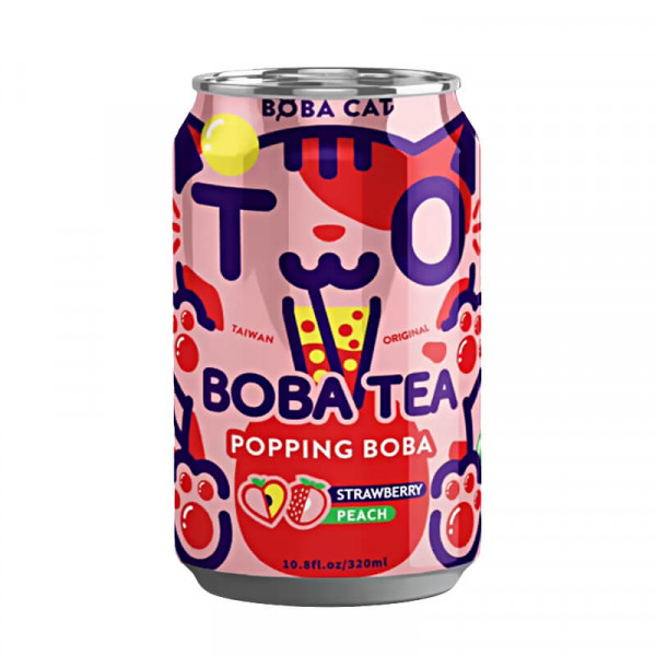 Boba Cat Strawberry Peach Popping Bubble Tea 320 ml