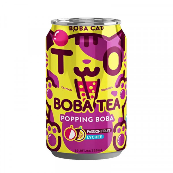 Boba Cat Passion Fruit Lychee Popping Bubble Tea 320 ml