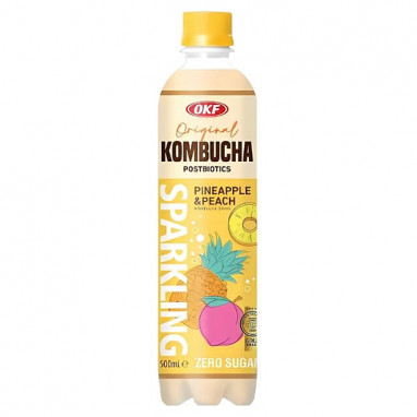 OKF Kombucha Pineapple Peach Sparkling Drink 500 ml