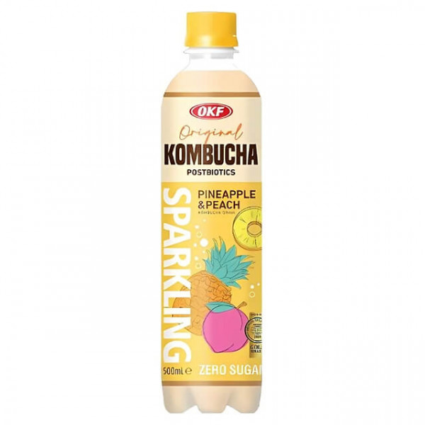 OKF Kombucha Pineapple Peach Sparkling Drink 500 ml