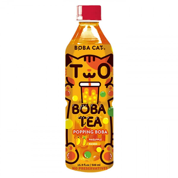 Boba Cat Fruity Mango Pineapple Popping Boba Tea 500 ml