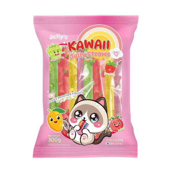 Kawaii Fruity Assorted Jelly Straws 300 g