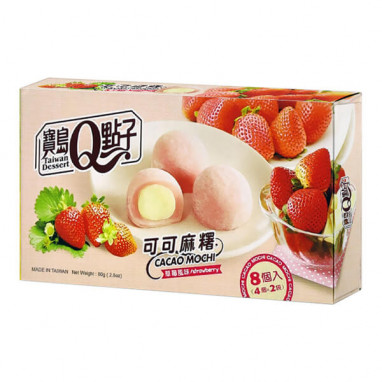 Taiwan Dessert Q Brand Mico Cacao Mochi Strawberry 80 g